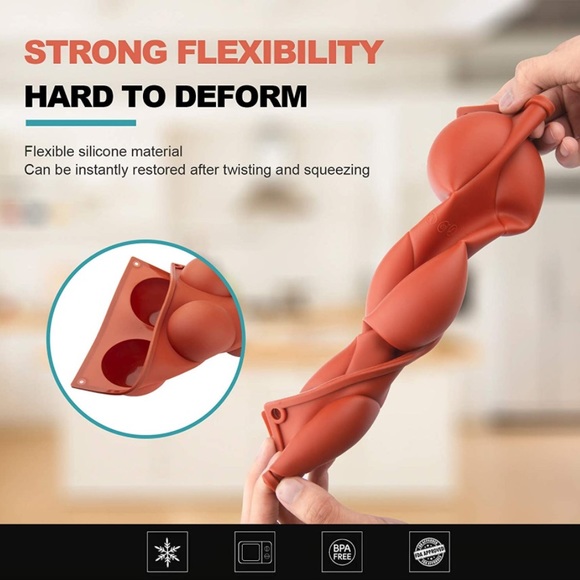 2PCS Large 6 Holes Semi Sphere Silicone Mold for Making Hot Chocolate Bomb - Picture 4 of 8